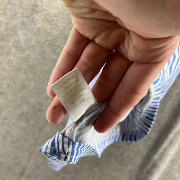 Lilly Pulitzer Tank Women Medium Blue White Stripe Embroidered Shirt Top Zebra - Picture 3 of 9